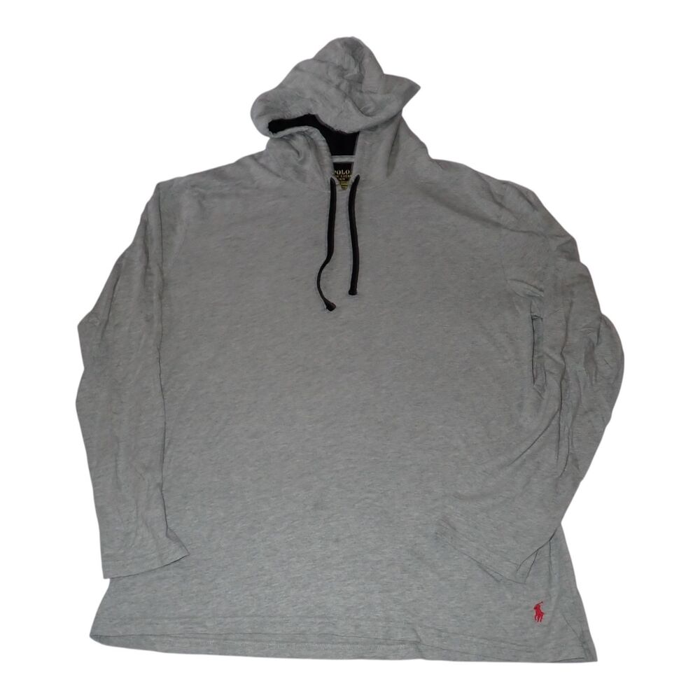 Polo Ralph Lauren Hoodie Mens L Gray Pullover Hooded Sweatshirt Pony Logo LS